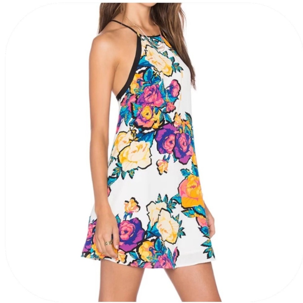 NBD Revolve Keepin Up Shift Dress in Ivory Floral Sleeveless Side Pockets S